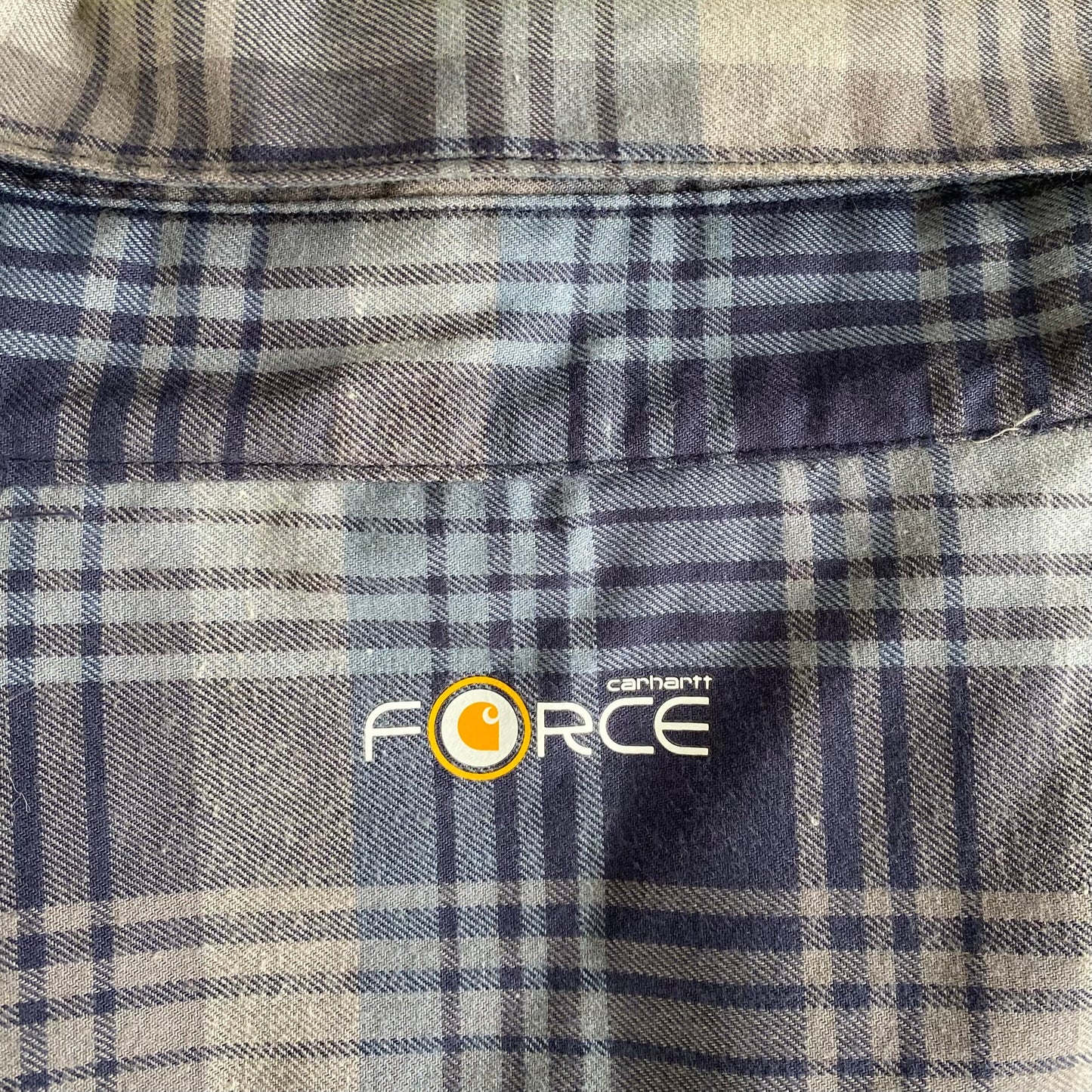 Men's Long Sleeve Plaid Button-Up Shirt – Durable & Comfortable – Size 4XL (Carhartt) force logo