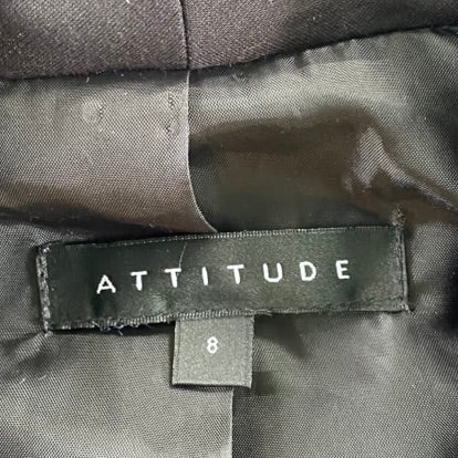 Women's Draped Open-Front Jacket – Chic & Edgy – Size 8 (Attitude) garment tag with size