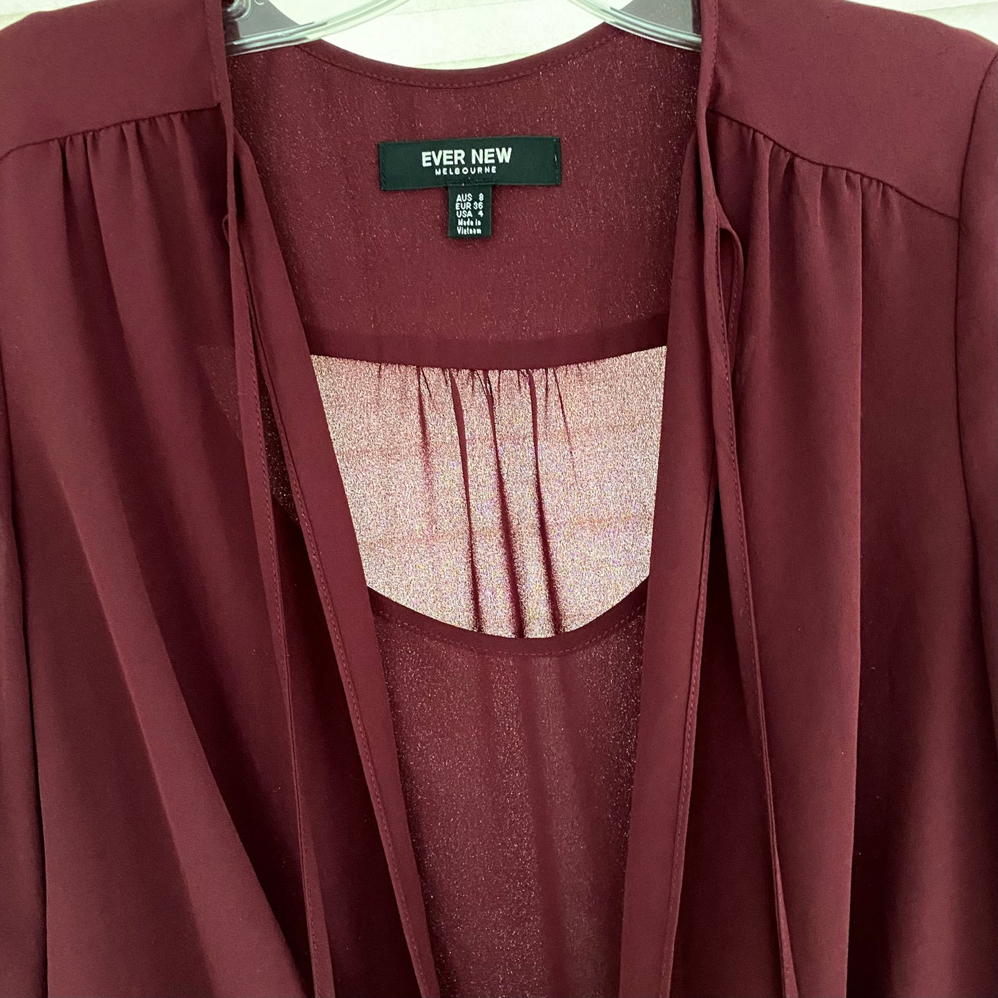 Women's Draped Chiffon Blouse – Elegant & Flowy – Size Small (Ever New) close up
