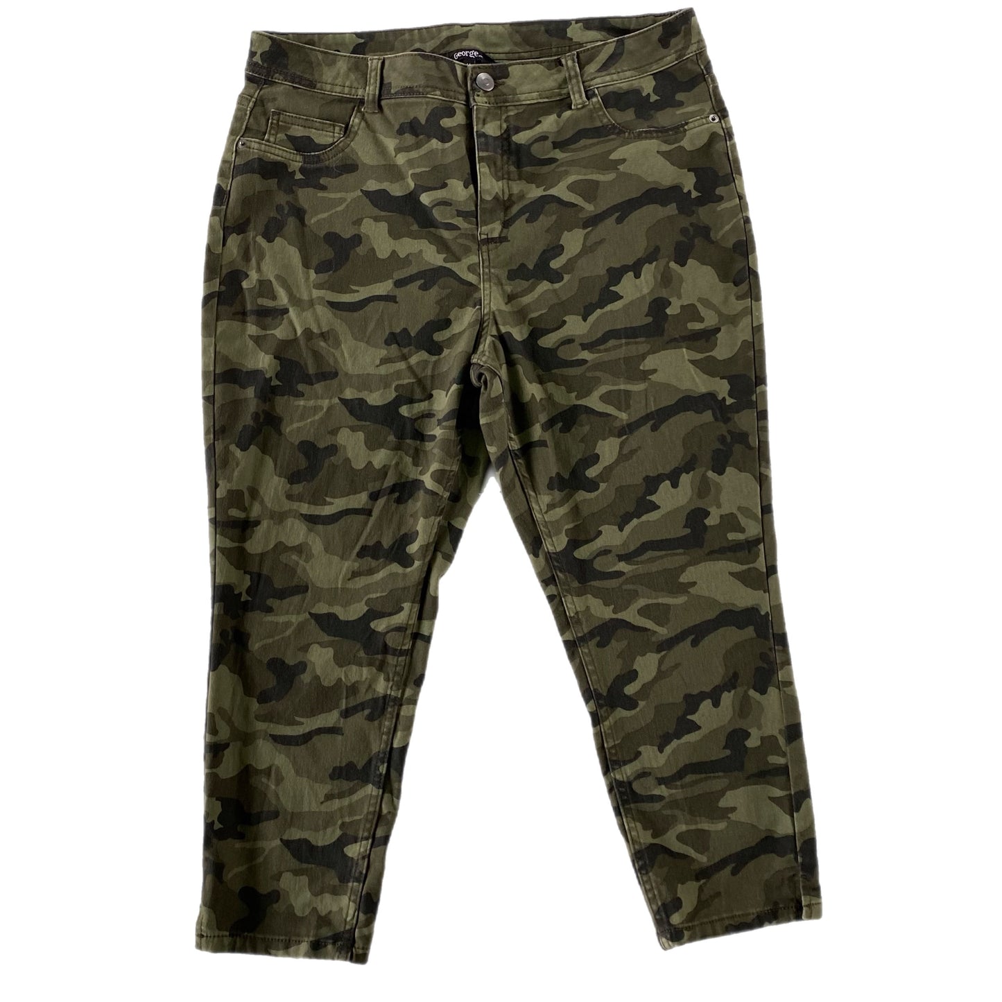 Camo Print Crop Pants - Size 14, Cotton Blend, Casual Comfort (George)front
