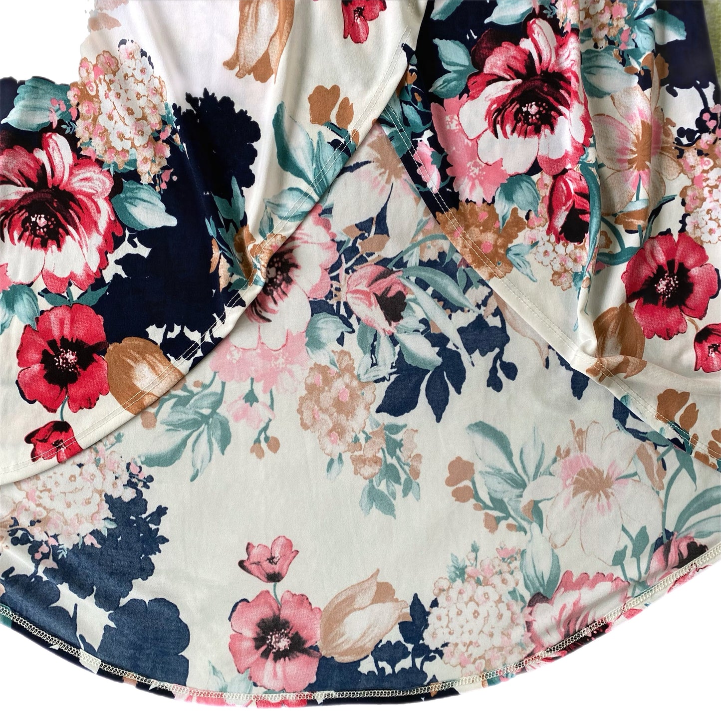 Women's Short Sleeve Floral Wrap Maxi Dress – Flowy & Elegant – Size Small (Vanilla Bay) showing details of front