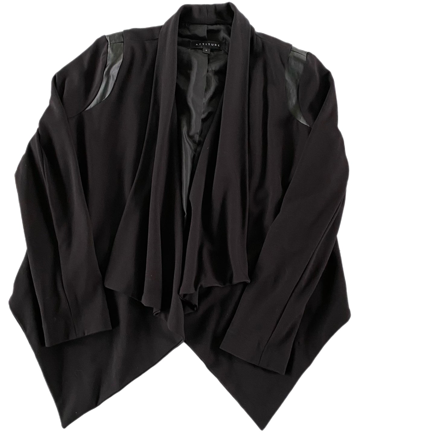 Women's Draped Open-Front Jacket – Chic & Edgy – Size 8 (Attitude) front view