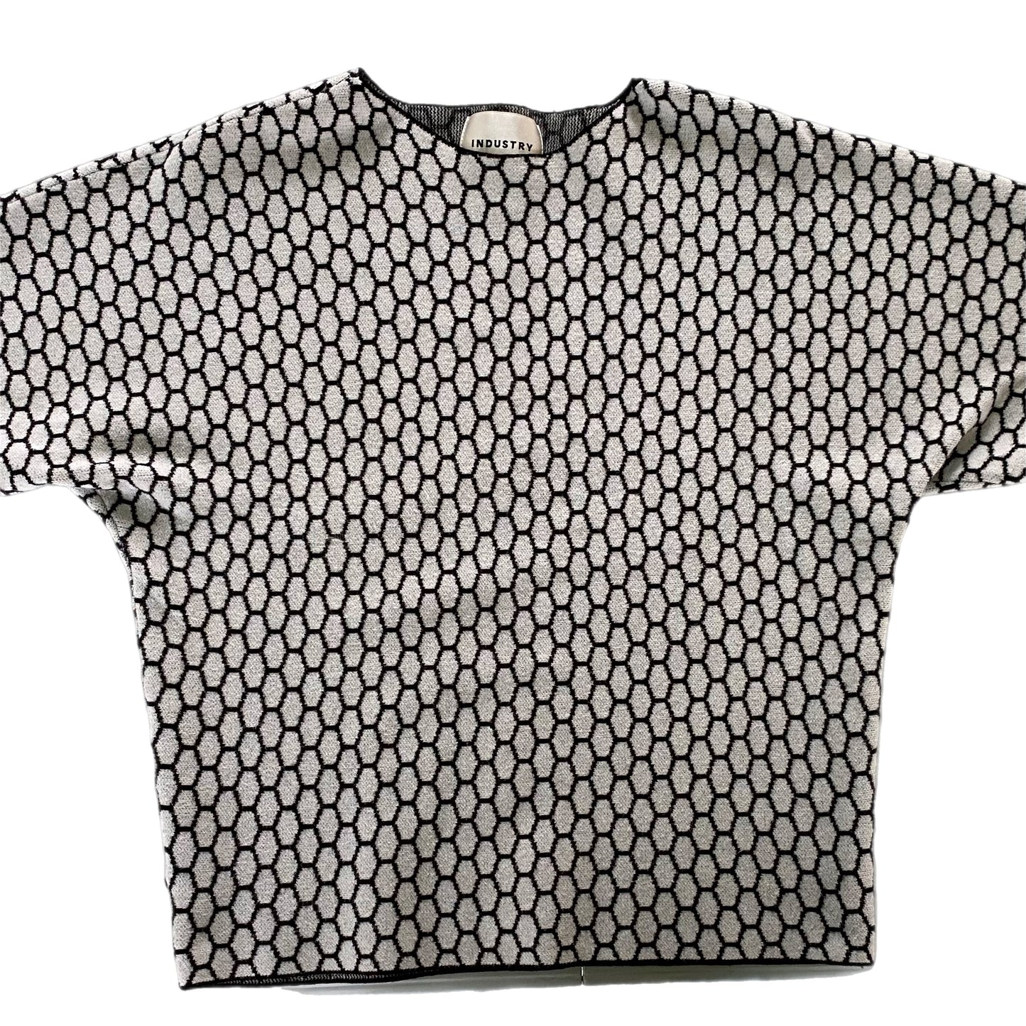 Women's Geometric Knit Sweater – Chic & Cozy – Size Medium (Industry) front flat lay view