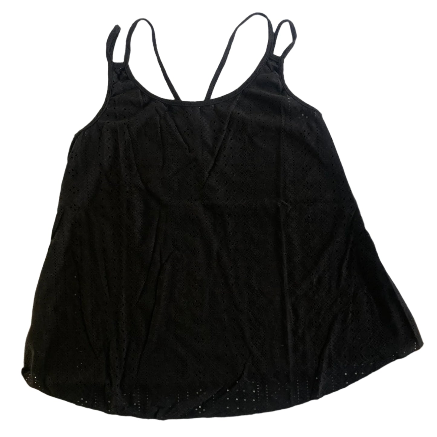 2-Pack Eyelet Knit Tank Tops – Pink & Black, Size Large front view of black