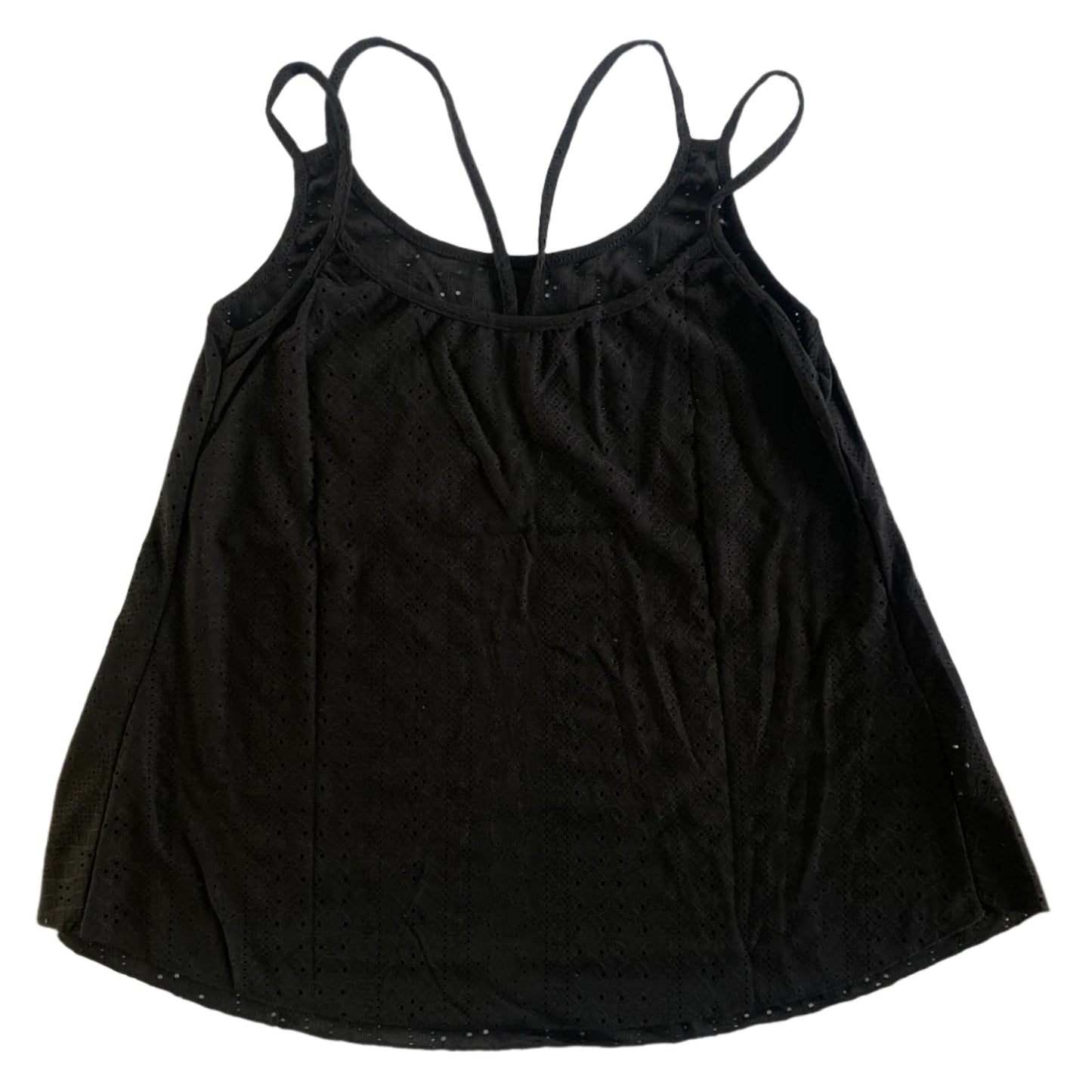 2-Pack Eyelet Knit Tank Tops – Pink & Black, Size Large back view of black