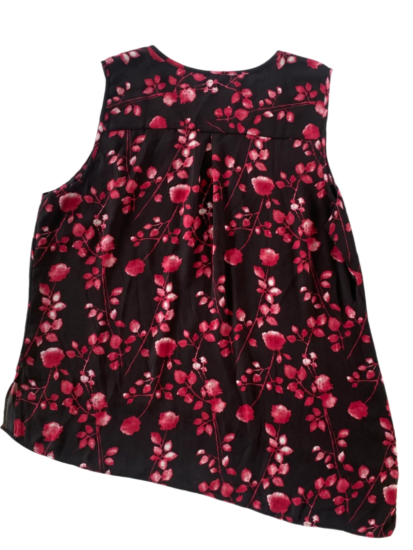 Women’s Black Sleeveless Asymmetrical Hem Blouse – Size L back flat lay view