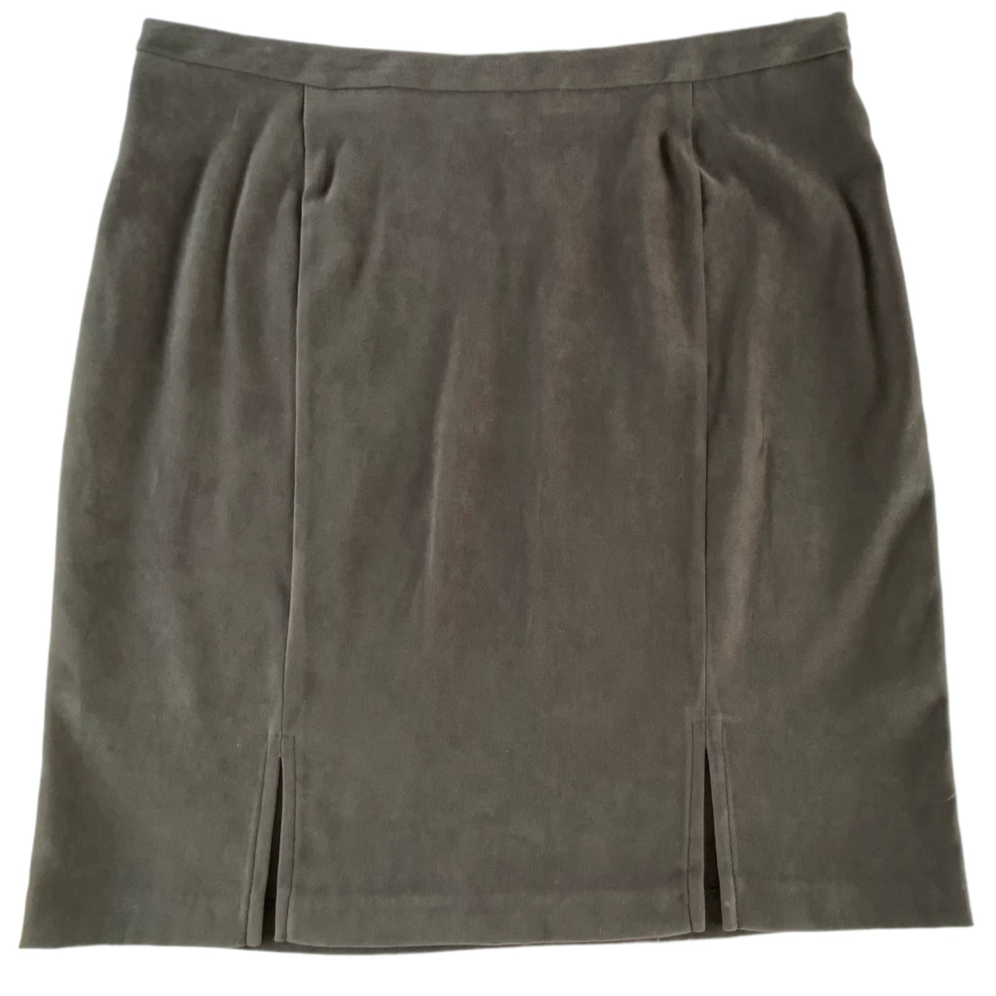 Women's Faux Suede Pencil Skirt – Stretch Polyester – Size 15/16 (Two Roads) front view
