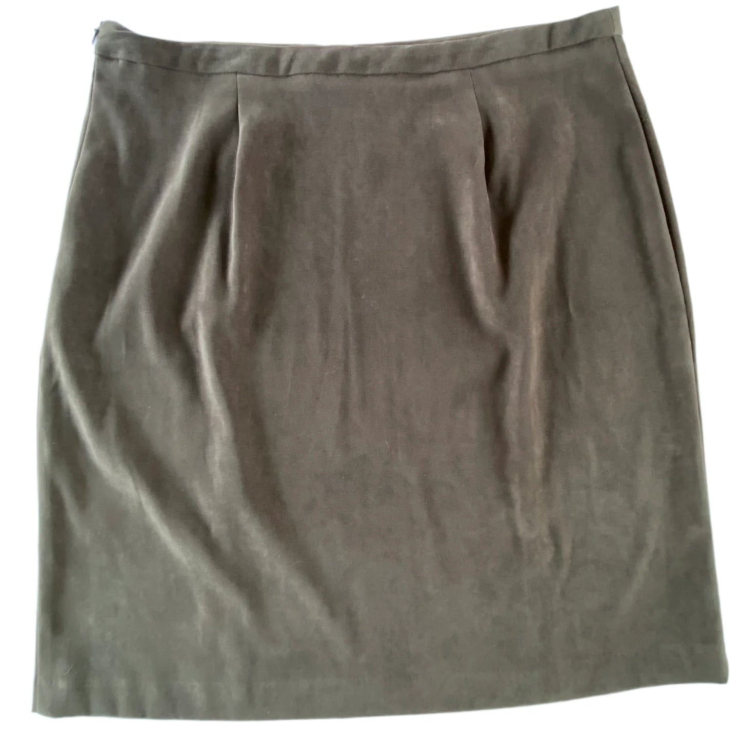 Women's Faux Suede Pencil Skirt – Stretch Polyester – Size 15/16 (Two Roads) back view