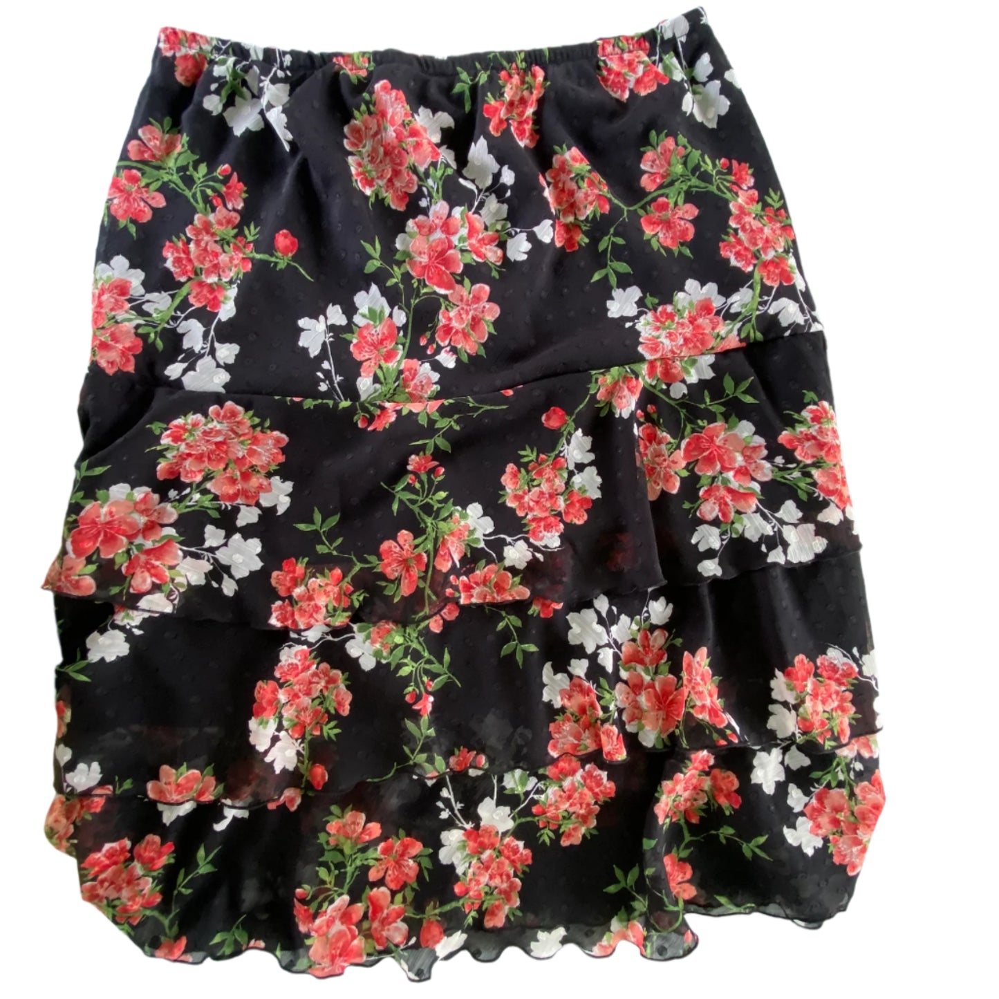 Women's Tiered Ruffle Skirt – Floral Chiffon – Size XL (Mercer & Madison) back view
