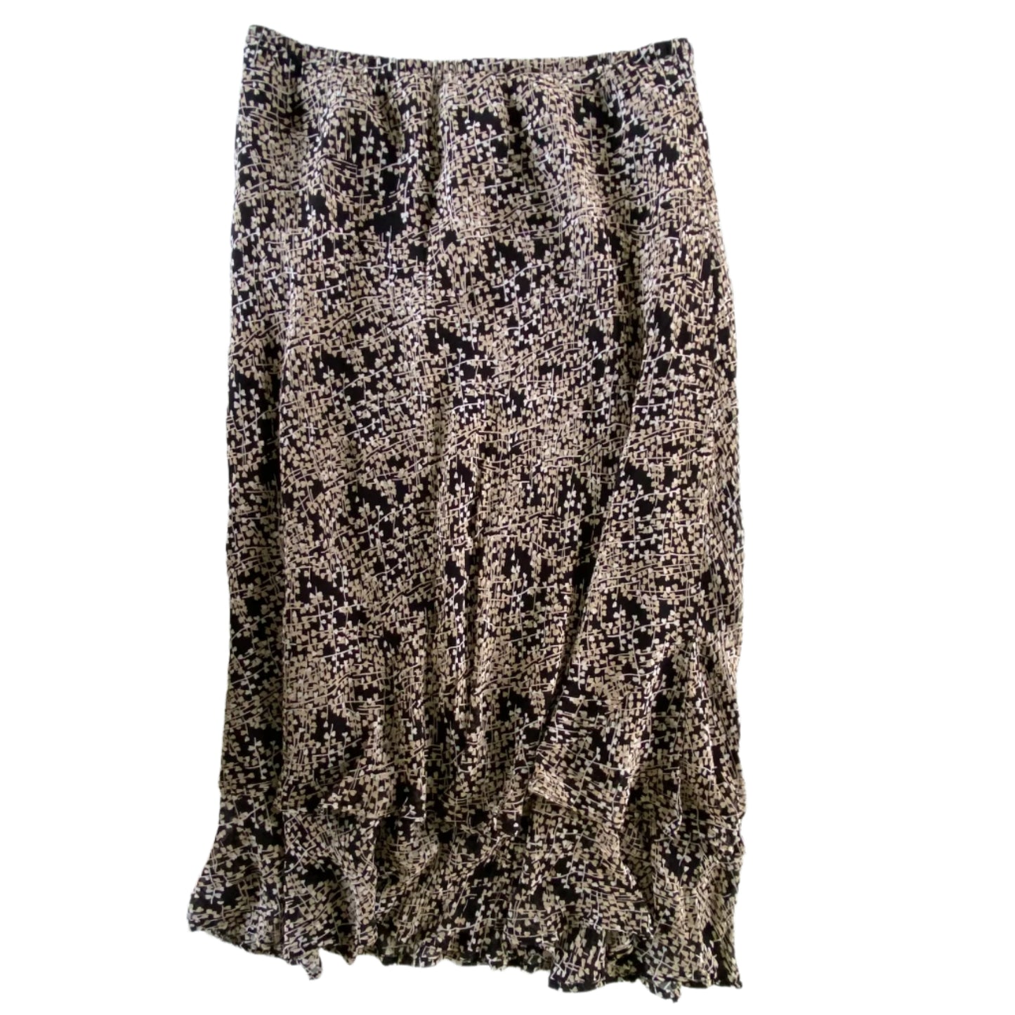 Plus Size Ruffled Midi Skirt – Rayon Shell with Abstract Print – Size 20W (JM Collection) back view
