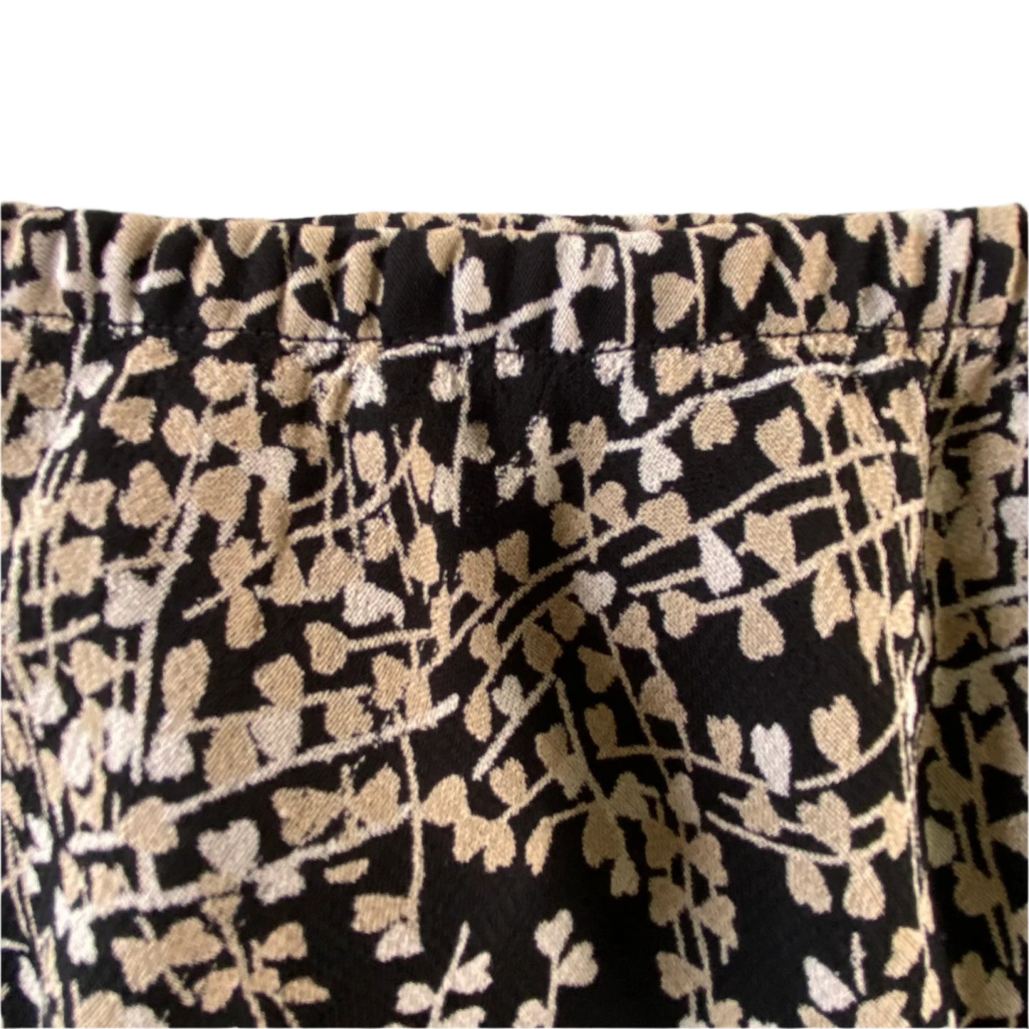 Plus Size Ruffled Midi Skirt – Rayon Shell with Abstract Print – Size 20W (JM Collection) close up of elastic waistband