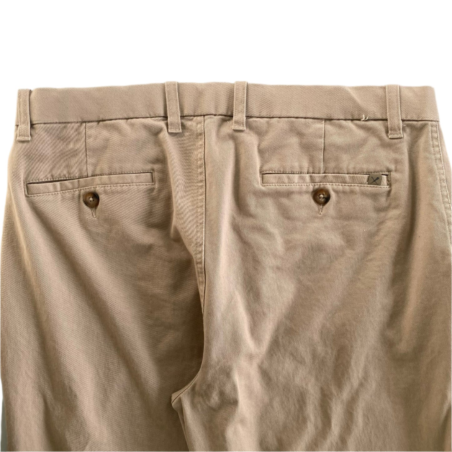 Men’s Khaki Cotton Blend Chino Pants – 36x32 – Stretch Fit (Denver Hayes) back pocket details