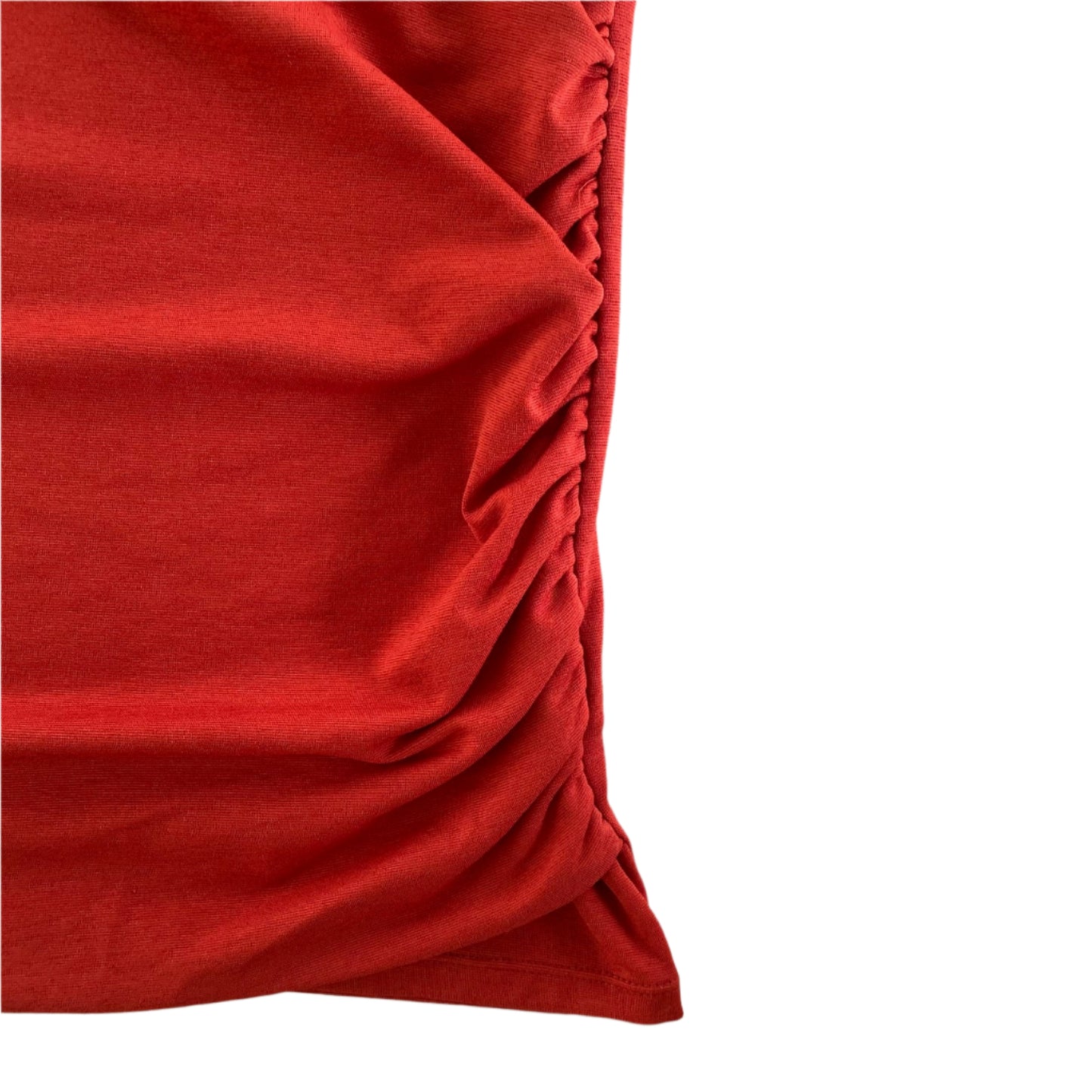 Rust Sleeveless Wrap Top – XL – Ruched Side Detail – Soft & Stretchy (Le Chateau) ruching