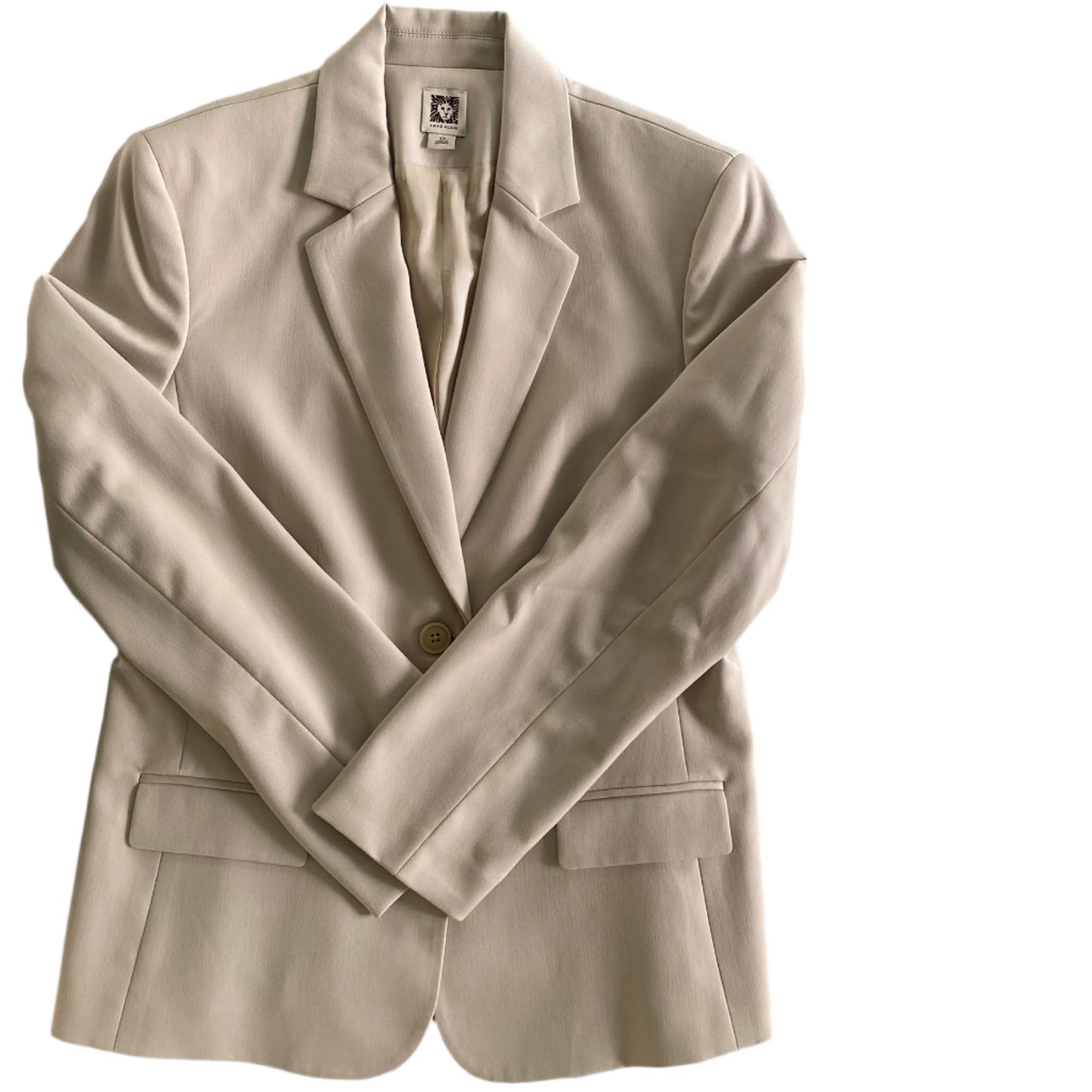 Tailored Beige Blazer – Classic Two-Button Style – Size 8 (Anne Klein) front