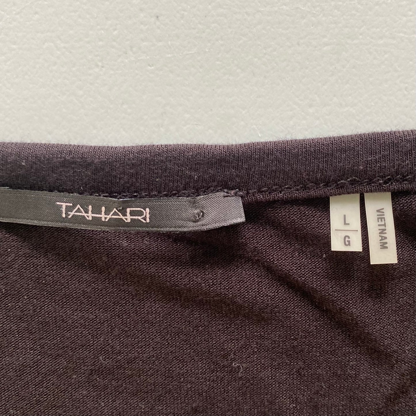 Black Long Sleeve Modal Top – Soft & Stretchy – Size L (Tahari) garment tags