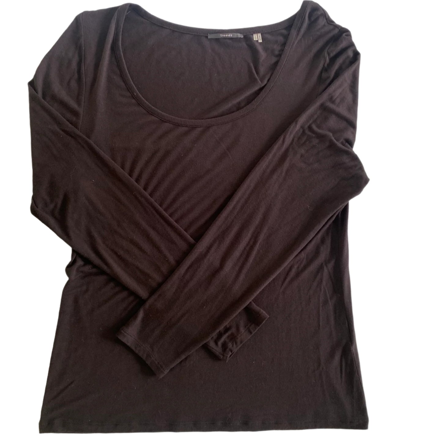 Black Long Sleeve Modal Top – Soft & Stretchy – Size L (Tahari) front