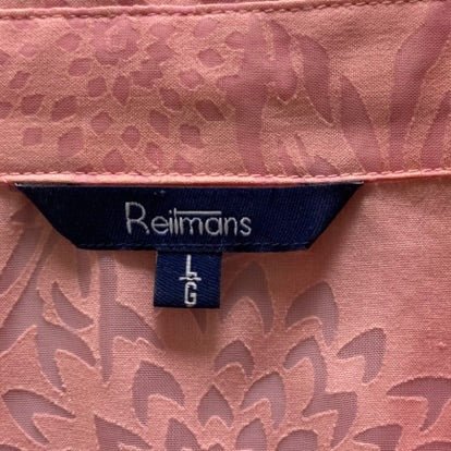 Floral Button-Up Blouse – Long Sleeve – Pink Tonal Print – Size L (Reitmans) garment tag