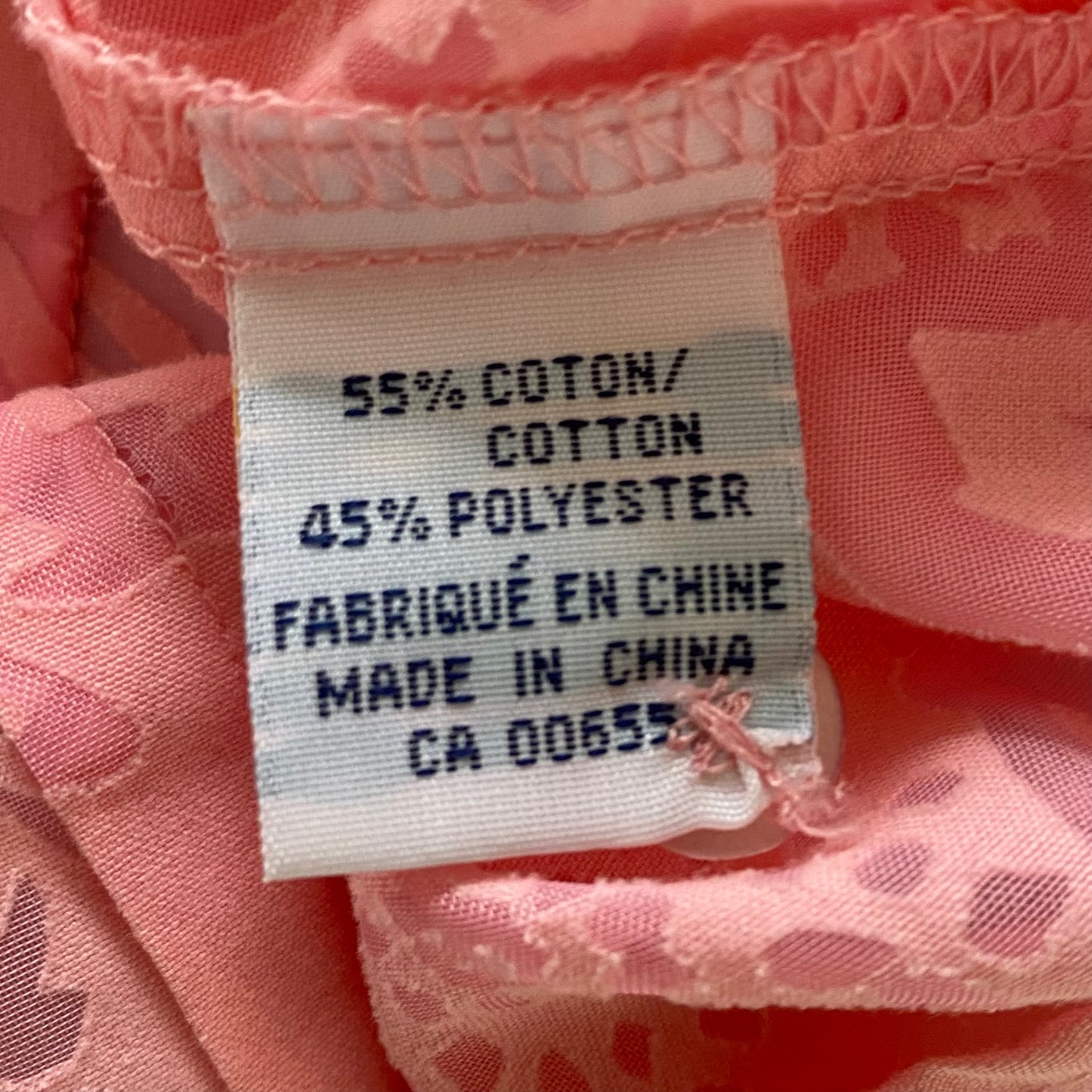 Floral Button-Up Blouse – Long Sleeve – Pink Tonal Print – Size L (Reitmans) garment tag