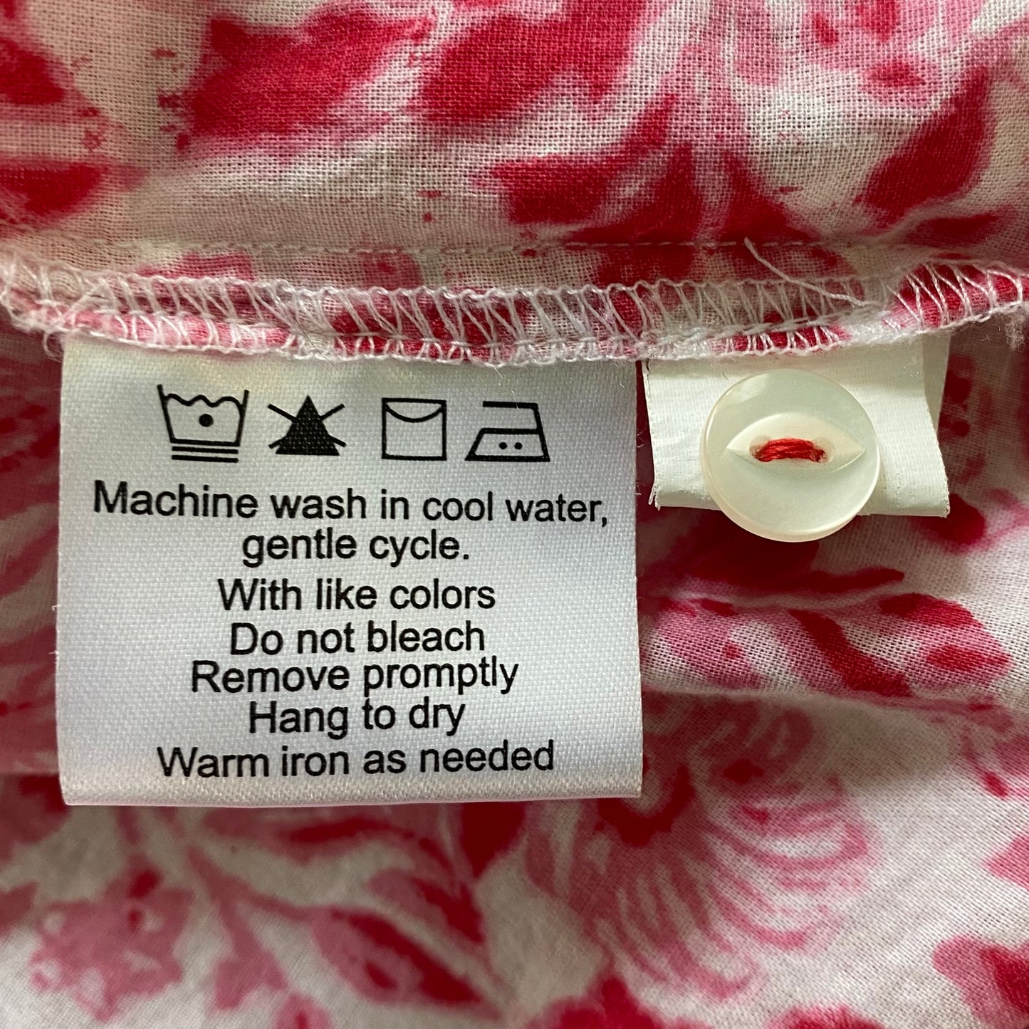 Pink & White Floral Blouse – Button Front – Lightweight Cotton – Size XL (Haggar) garment tags