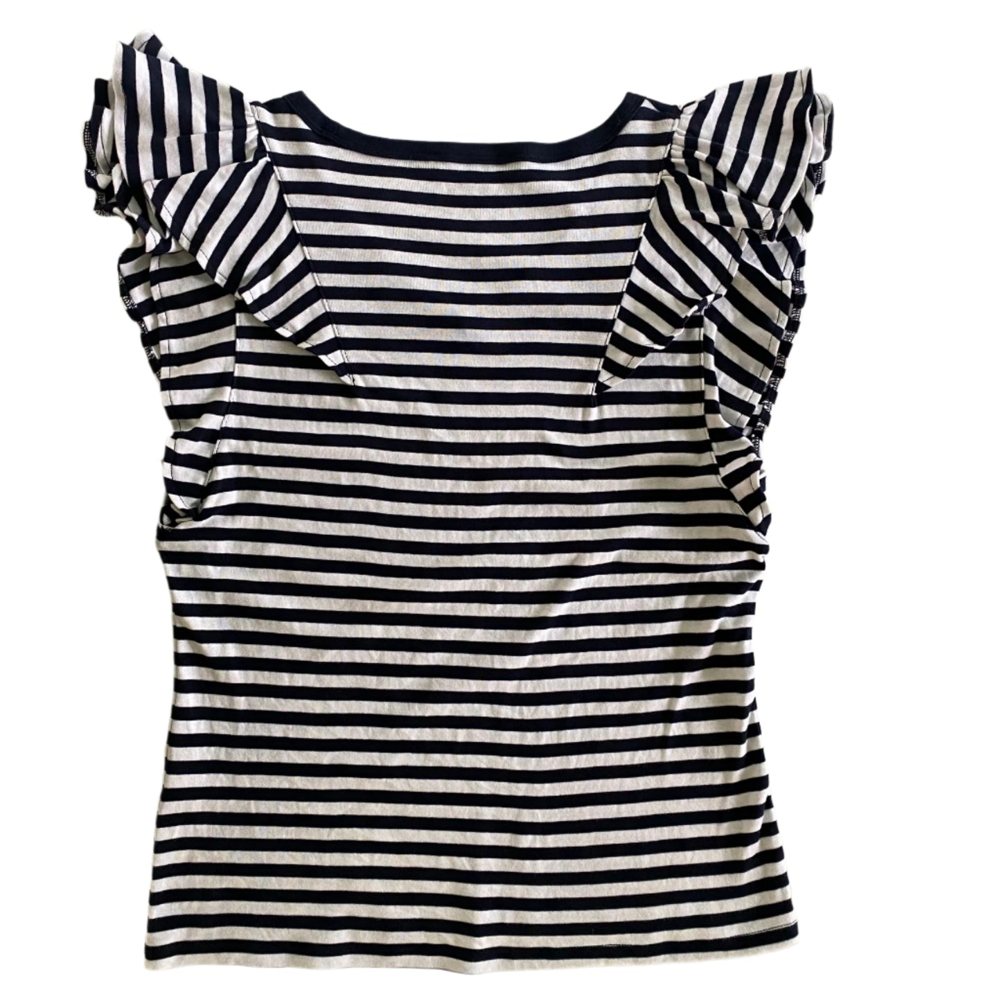 Navy & White Striped Flutter Sleeve Top – 100% Cotton – Size L (Tommy Hilfiger) back
