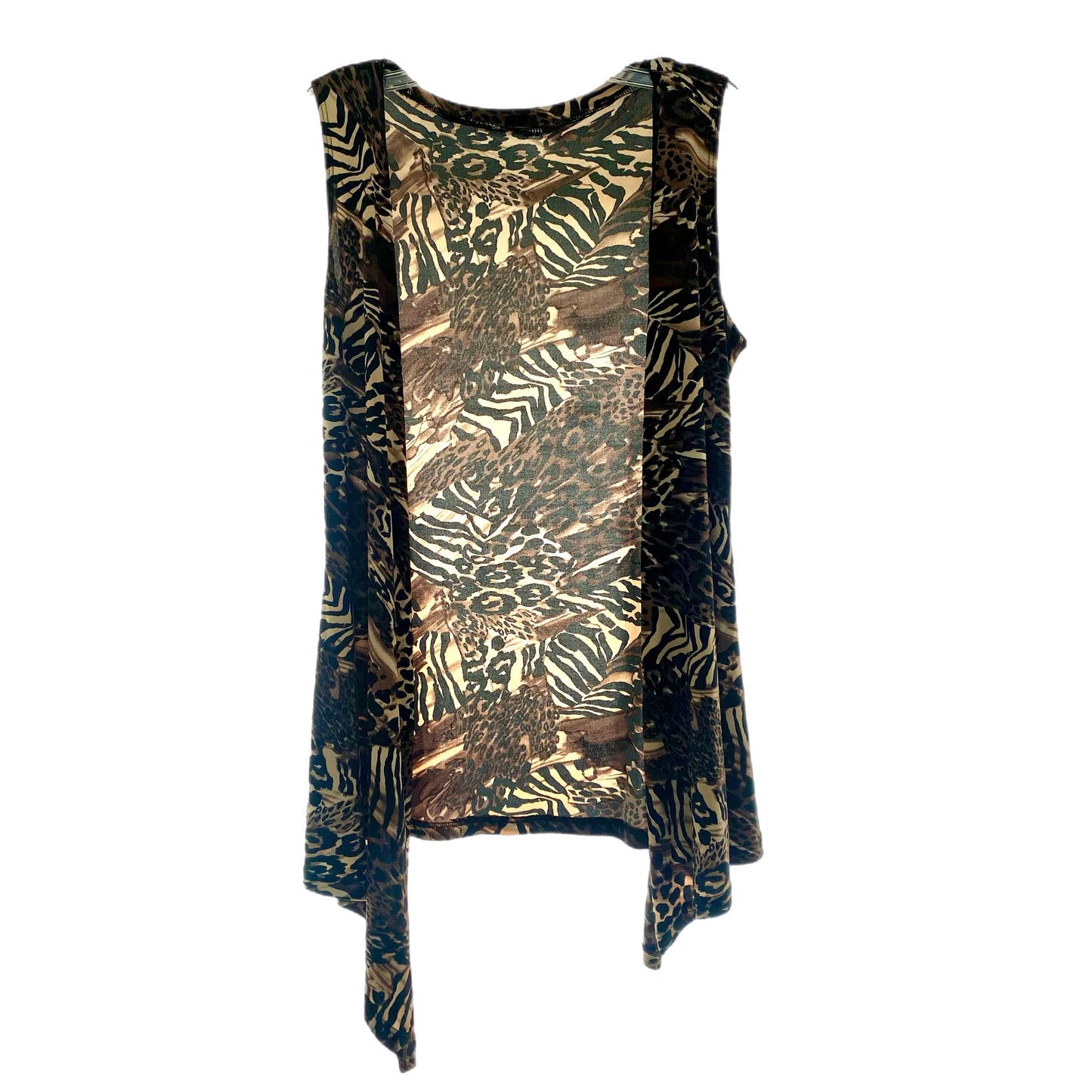 Animal Print Drape Vest – Sleeveless – Layered Look – Size M (Brand Unknown)