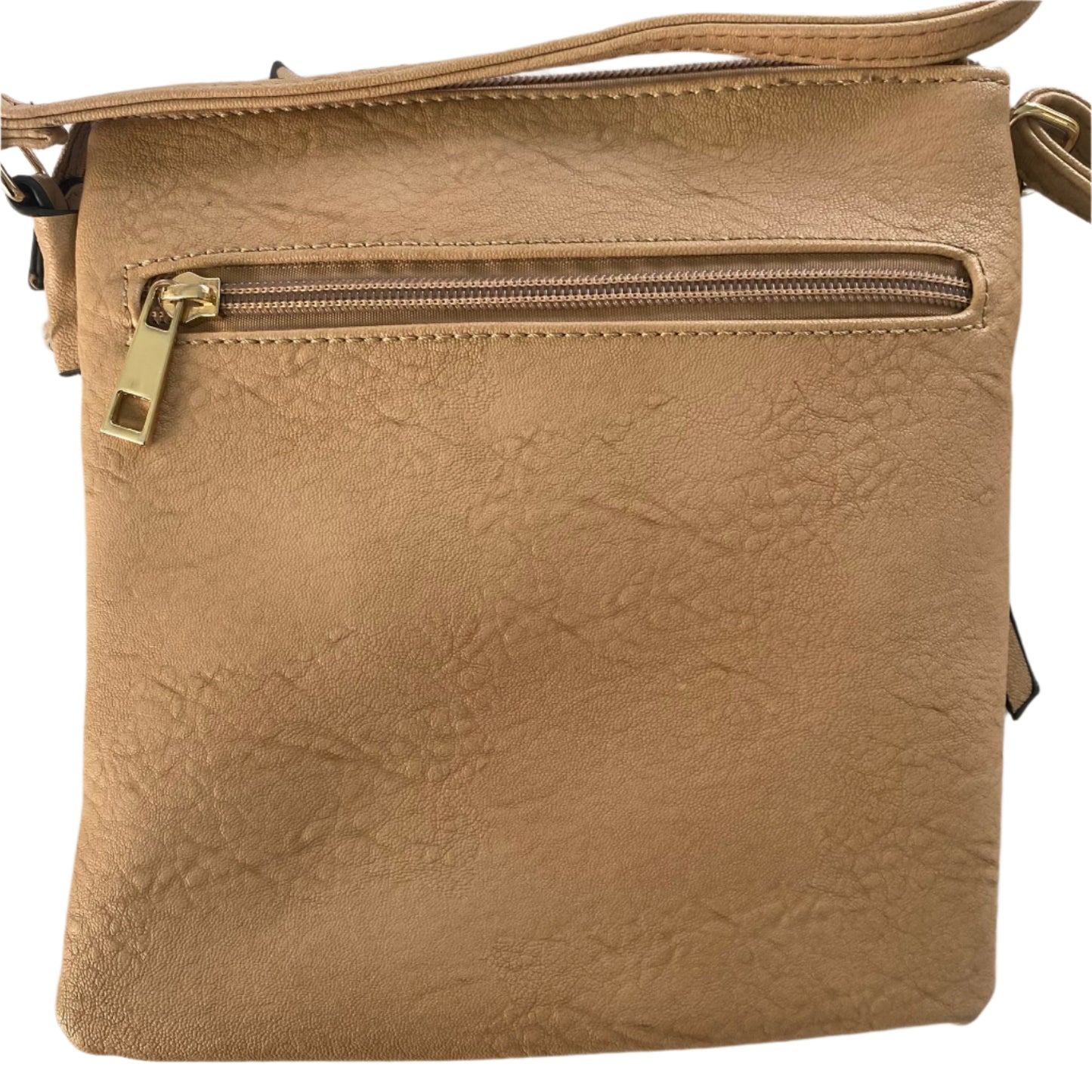 Beige Crossbody Purse – Adjustable Strap – Multi-Zip Pockets (Unbranded)