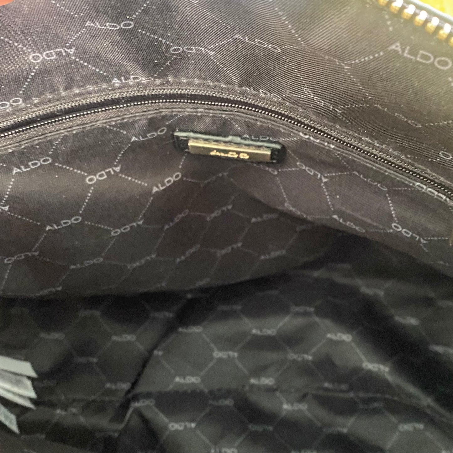 Leopard Print Satchel – Structured Dome Bag – Top Handles & Crossbody Strap (Aldo) interior ipper pocket