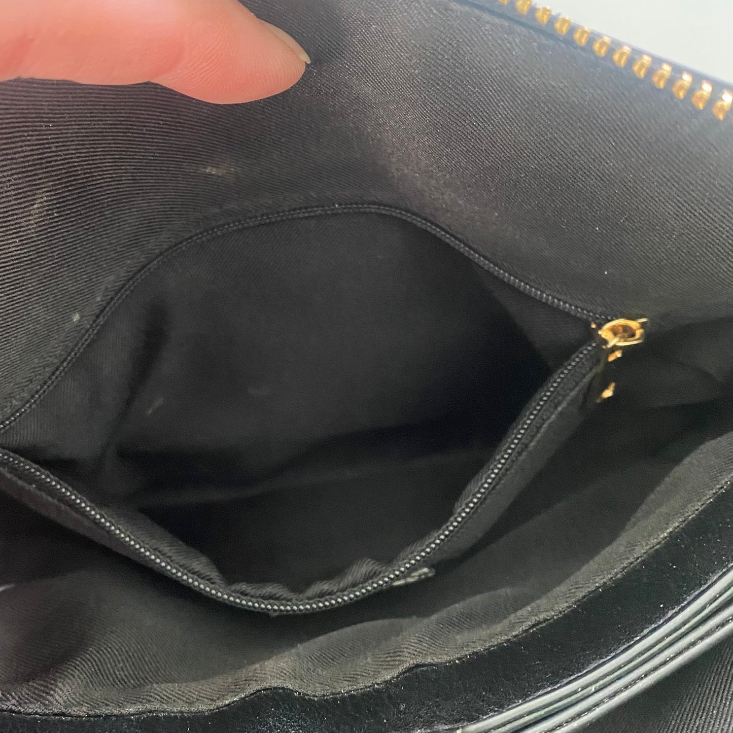 Black Faux Leather Crossbody Purse – Triple Compartment – Adjustable Strap (A New Day) inside compartment