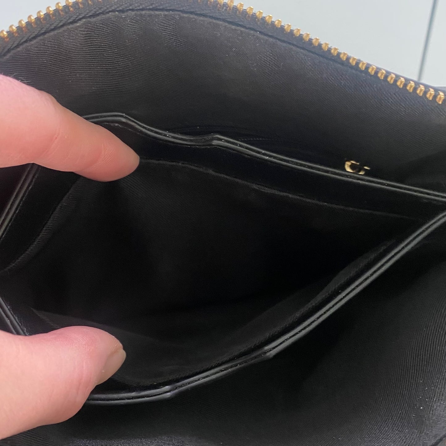 Black Faux Leather Crossbody Purse – Triple Compartment – Adjustable Strap (A New Day) inside