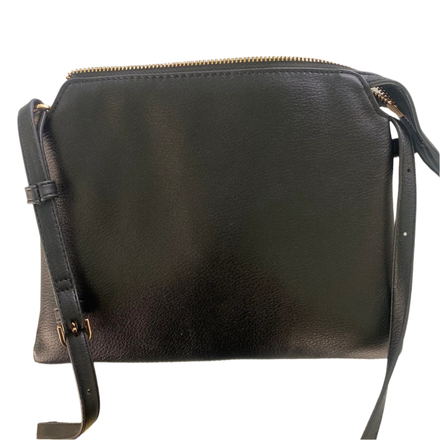 Black Faux Leather Crossbody Purse – Triple Compartment – Adjustable Strap (A New Day)