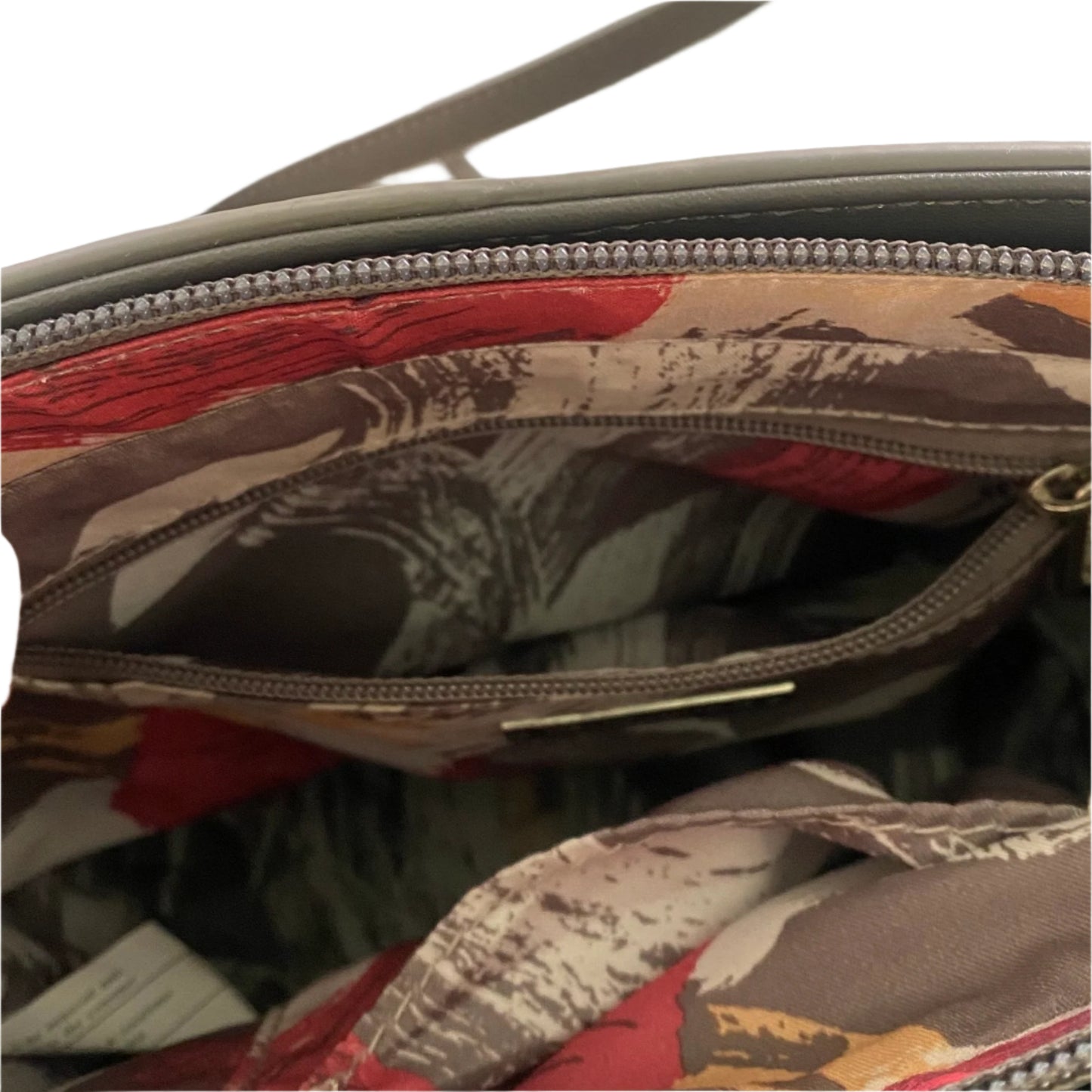 Taupe & Brown Crossbody Purse – Multi-Texture Finish – Zip Pocket Front (David Jones)