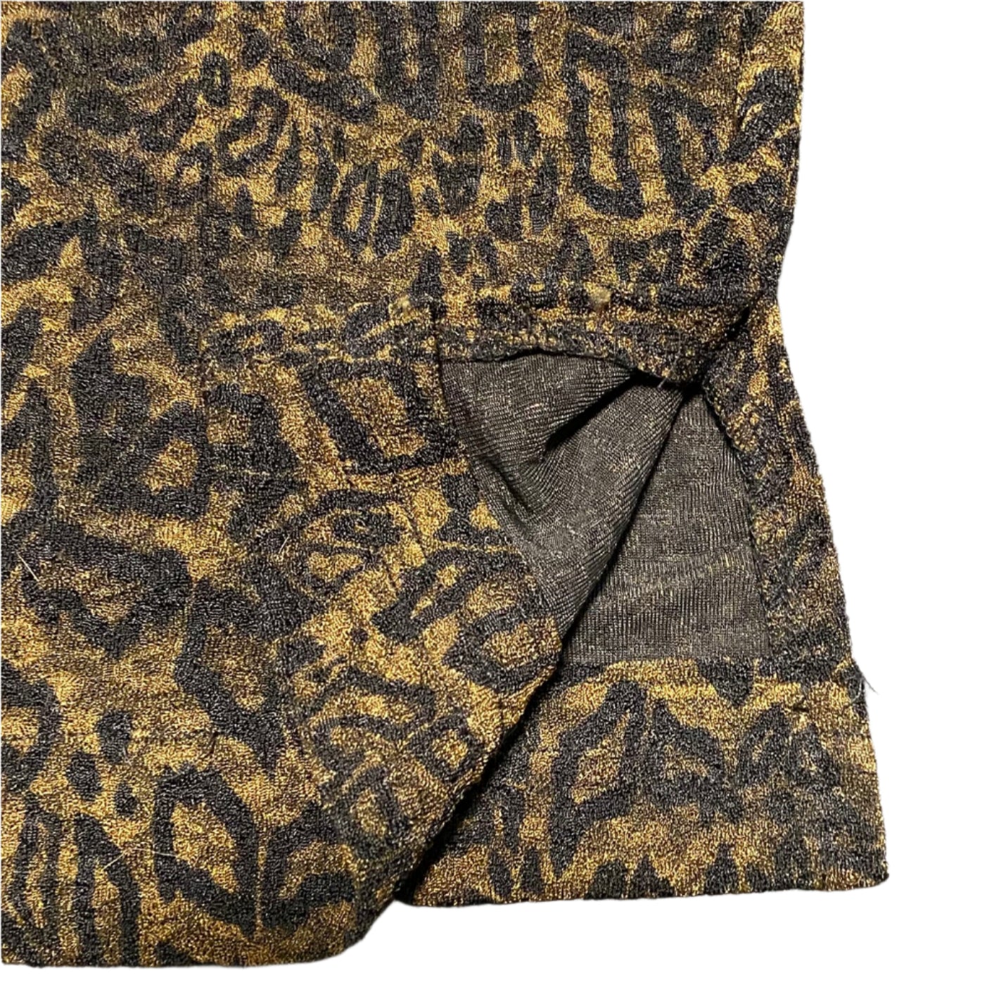 Animal Print Top view of fabric design and the slit at the hip
