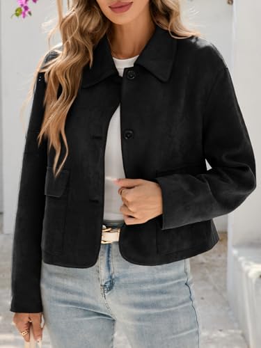 Tankaneo Women's Faux Suede Jacket Black