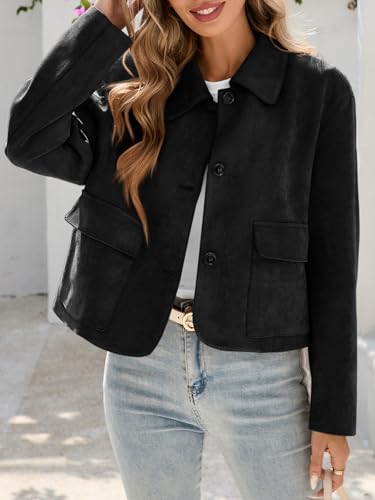 Tankaneo Women's Faux Suede Jacket Black