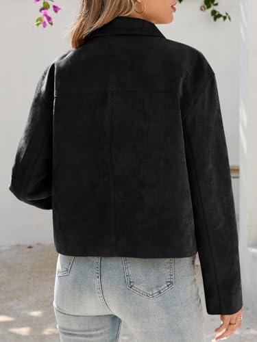 Tankaneo Women's Faux Suede Jacket Black