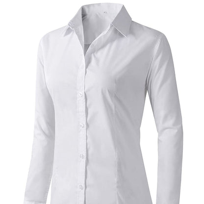 Women’s White Button-Down Shirt – Classic Work Blouse, Business Casual & Office Wear
