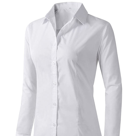 Women’s White Button-Down Shirt – Classic Work Blouse, Business Casual & Office Wear
