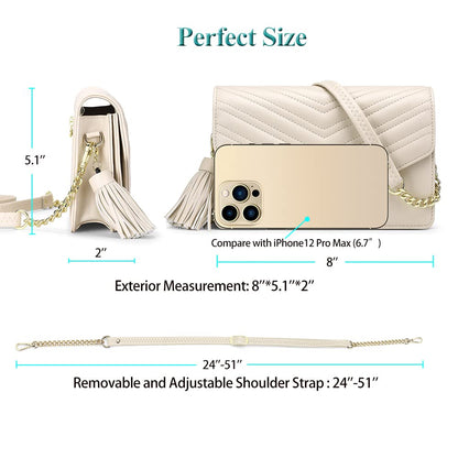 Ronsin Women's Crossbody Purse Beige