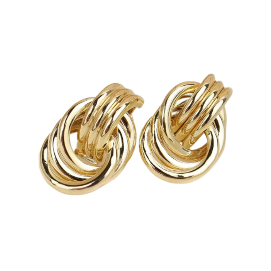 Jean Beau Gold Hoop Earrings – Twisted Multi-Ring Design – Lightweight & Hypoallergenic