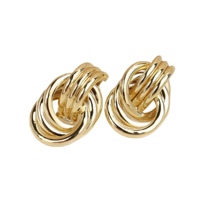Jean Beau Gold Hoop Earrings – Twisted Multi-Ring Design – Lightweight & Hypoallergenic