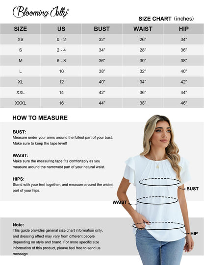Women's Short Sleeve Ruffle Blouse – Dressy & Business Casual (Blooming Jelly)
