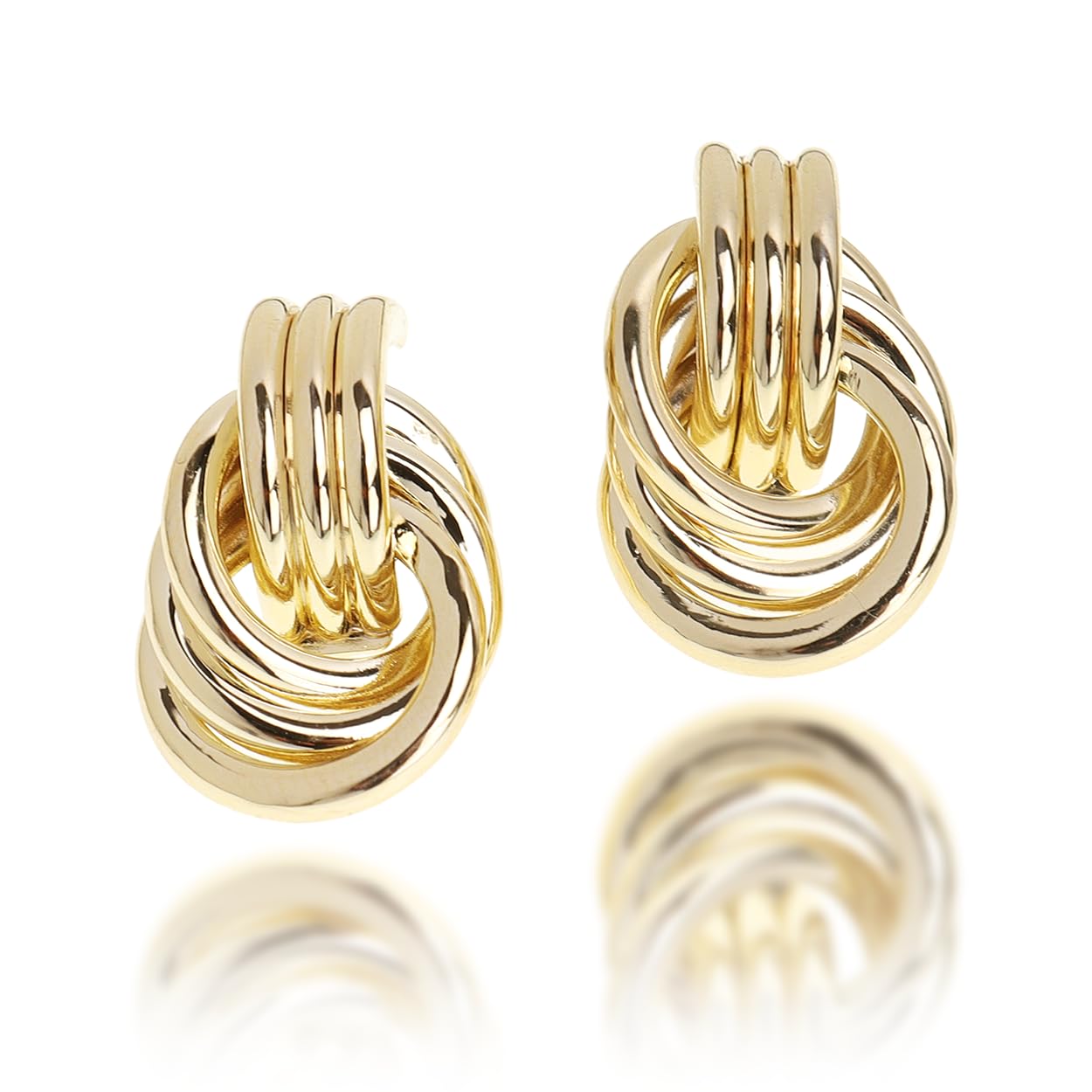 Jean Beau Gold Hoop Earrings – Twisted Multi-Ring Design – Lightweight & Hypoallergenic