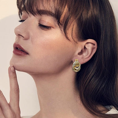 Jean Beau Gold Hoop Earrings – Twisted Multi-Ring Design – Lightweight & Hypoallergenic