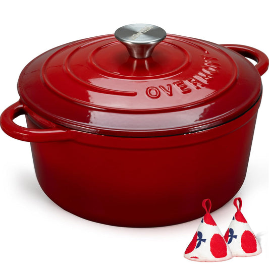 Overmont Enameled Cast Iron Dutch Oven 5.5QT
