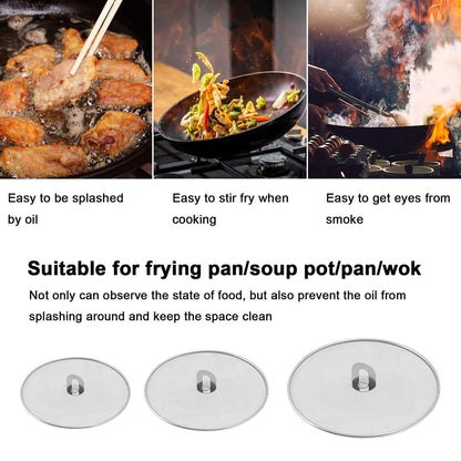 Splatter Screen for Cooking Set of 3 (10", 11.5", 13")
