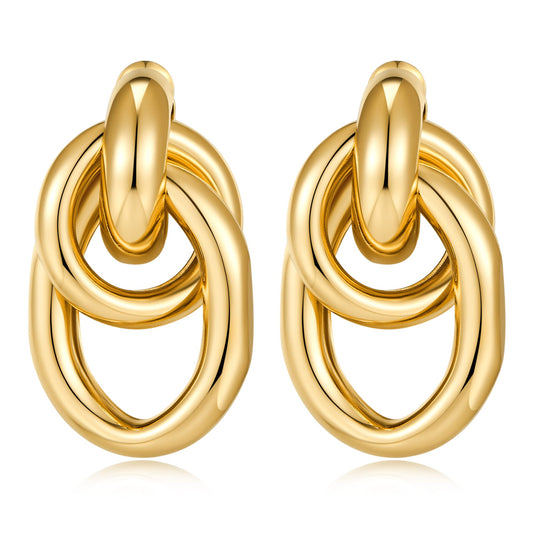Women's Fashion Earrings Gold Geometric Drop Dangle 