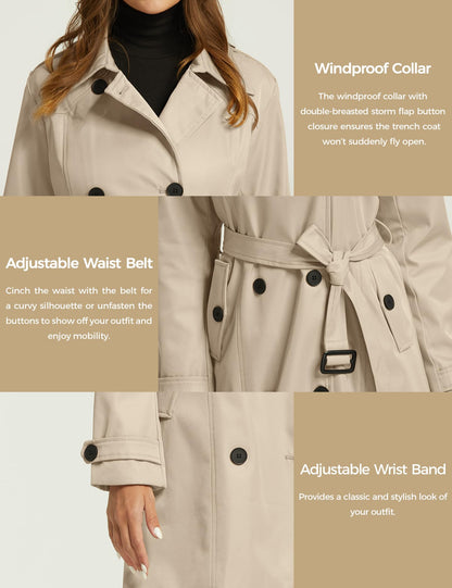 Wantdo Women's Trench Coat Khaki