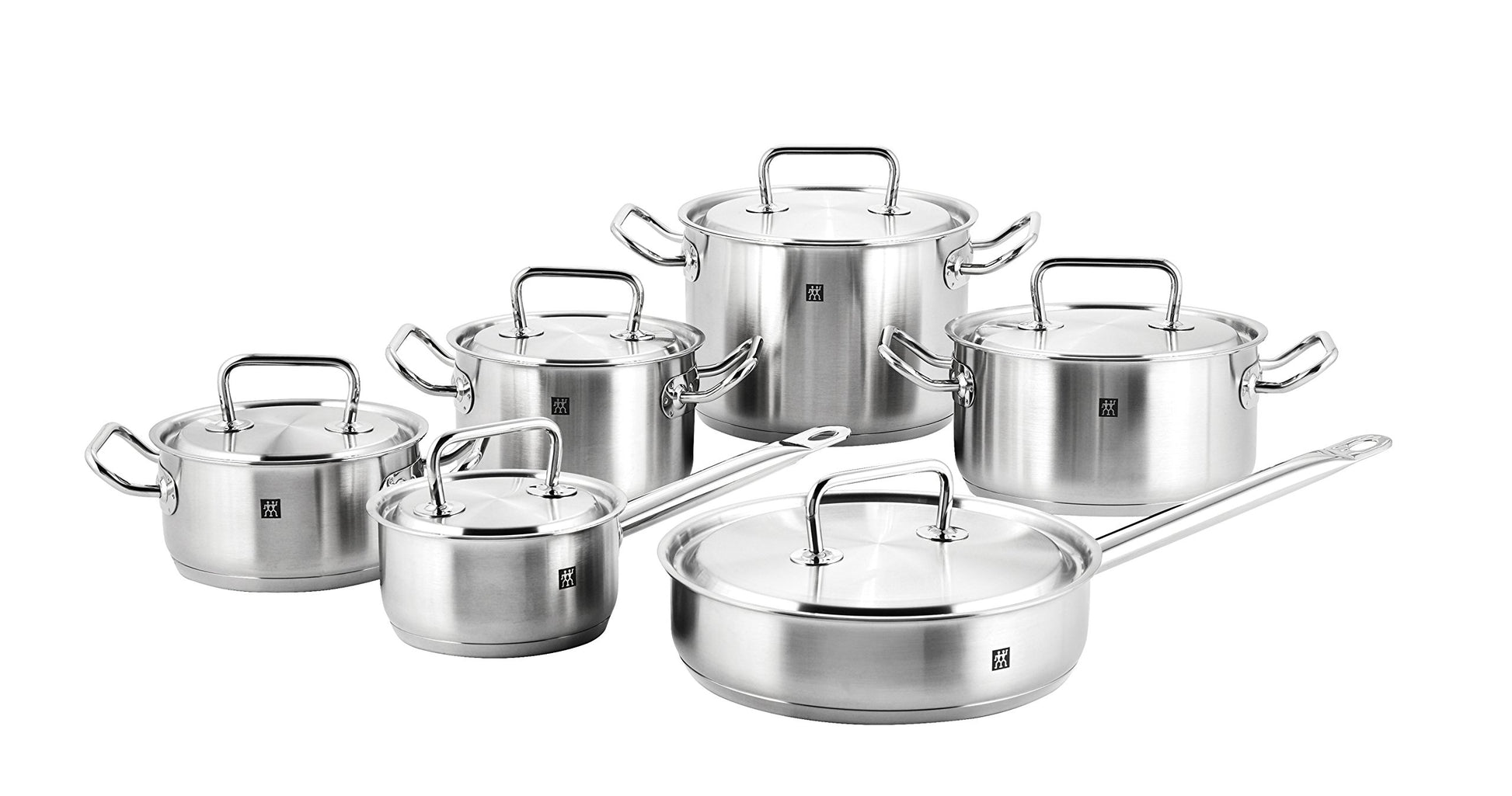 ZWILLING Twin Classic 12-Piece Stainless Steel Cookware Set – All Cooktops – Dripless Rims + Integrated Measuring Scale full set
