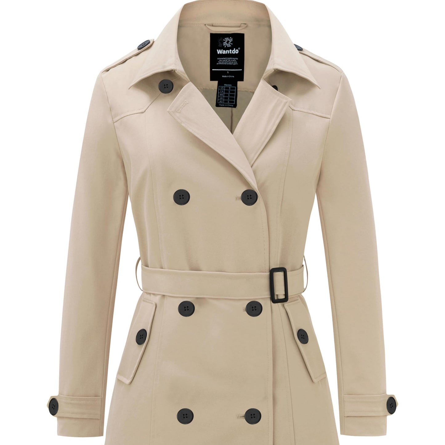 Wantdo Women's Trench Coat Khaki