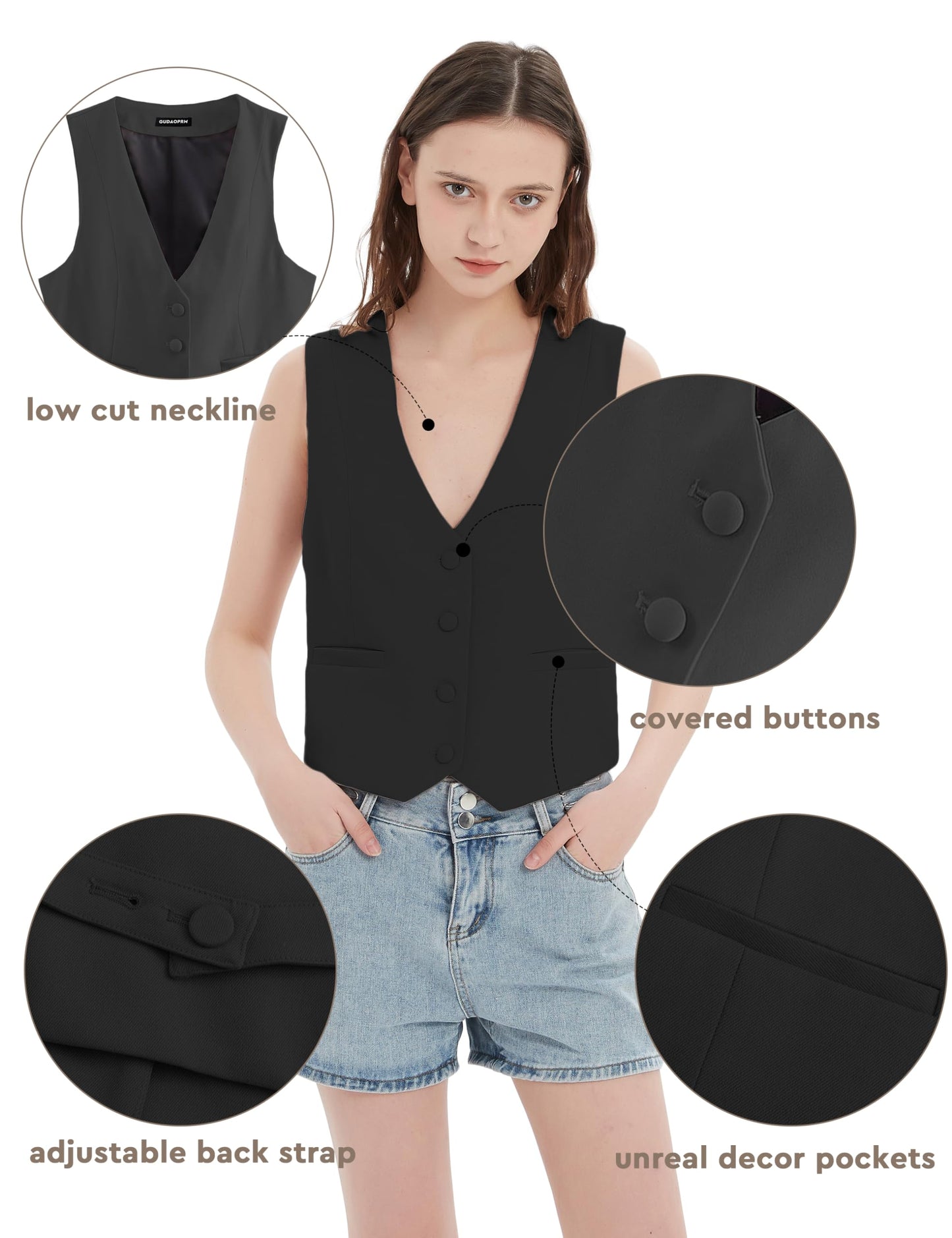 Gudaoprm Women's Vest Black